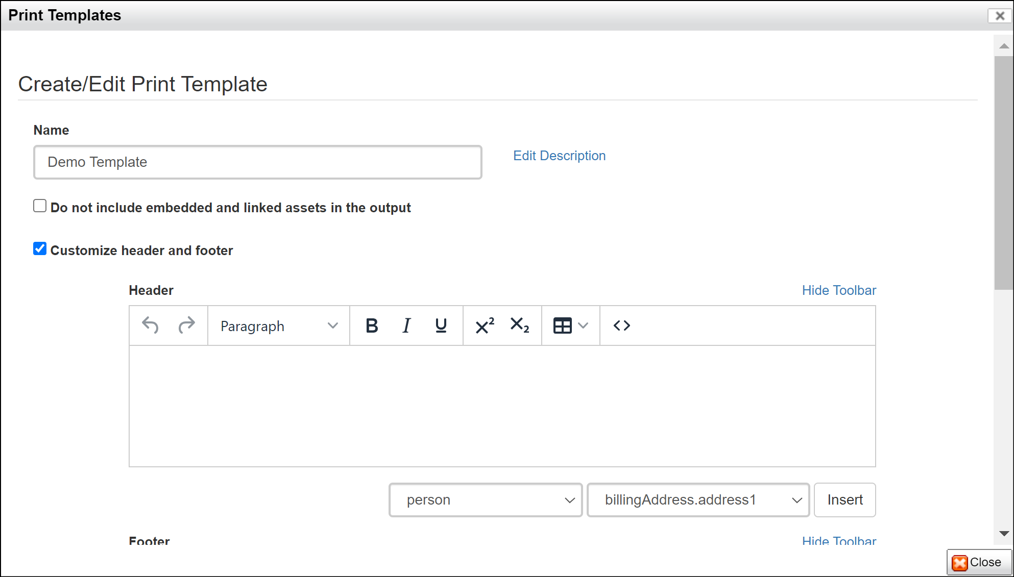 Customize Header and Footer for Paper and Pencil Testing