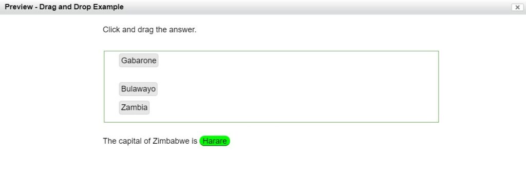 Drag and Drop Place Answers Exam View
