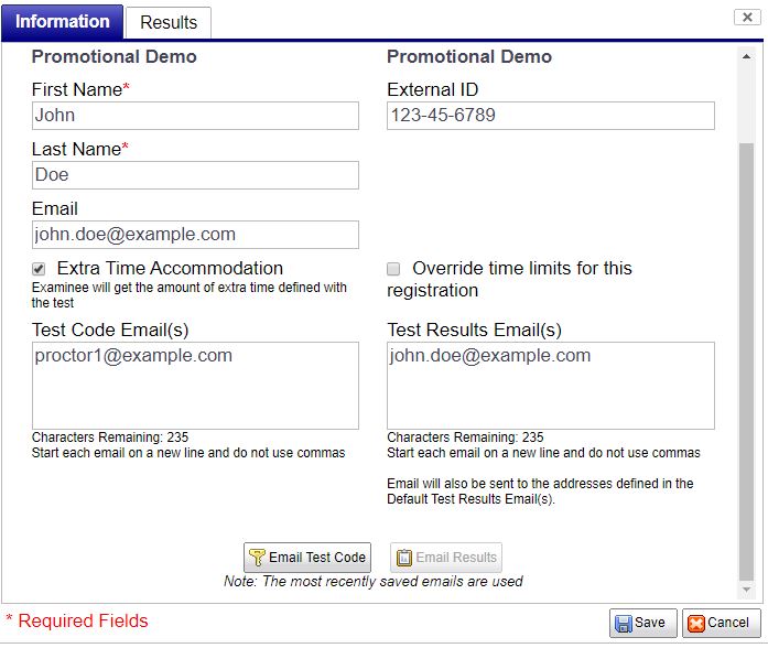 Editing Examinee Information in the Test Scheduler Tab