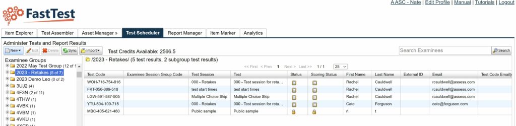 FT - Test Scheduler Tab