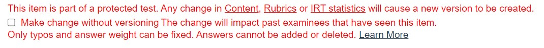 FT Versioning Warning