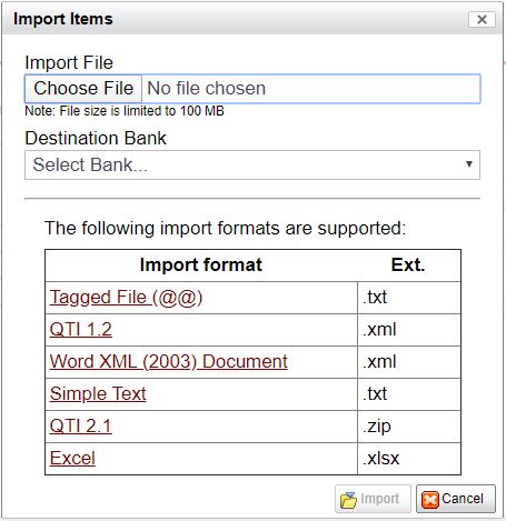 Import Options Window