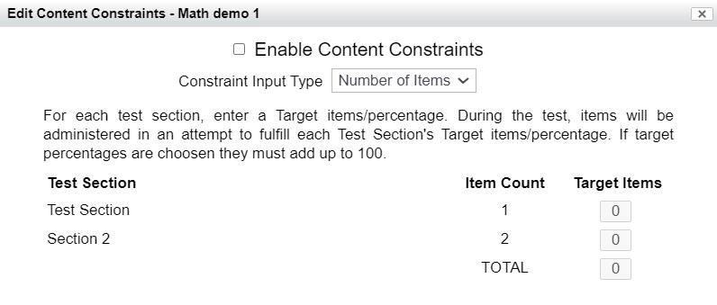 LOFT Content Constraints Number of Items