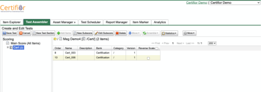 Modifying the Items in a Subscore