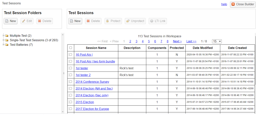 Test Session Builder