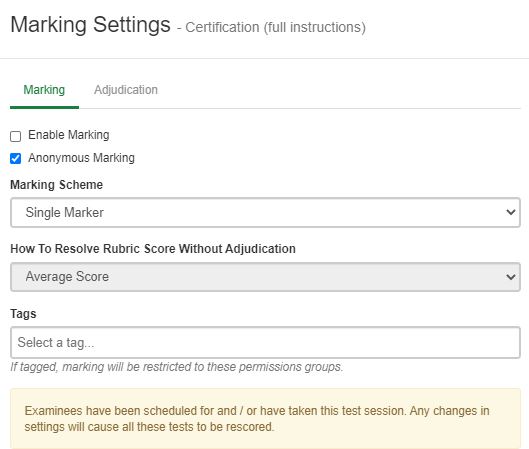 marking settings
