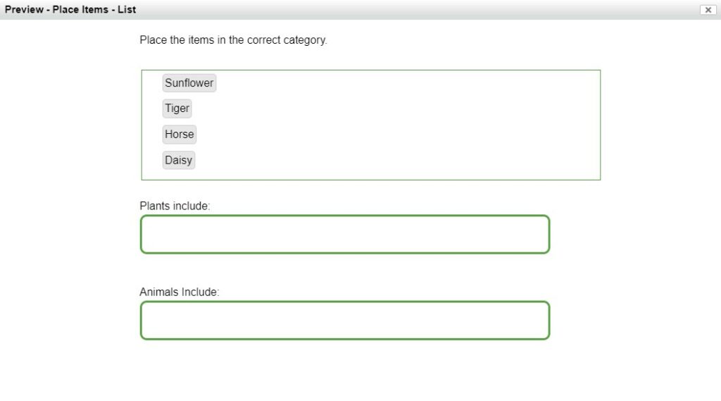 Drag and Drop Item Type - Place Answers - Student View - Overview of Item Types