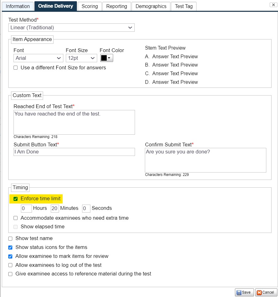 Enforcing Time Limit - Constructor Integration User Manual