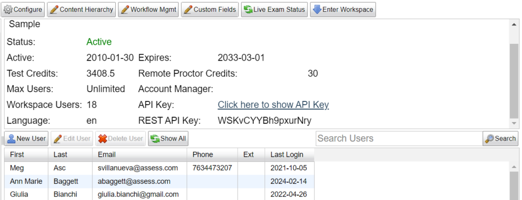 Figure 1.1 The Workspace Administrator Landing Page - Guide for Administrators