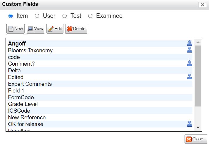 Figure 1.8 The Custom Fields Box