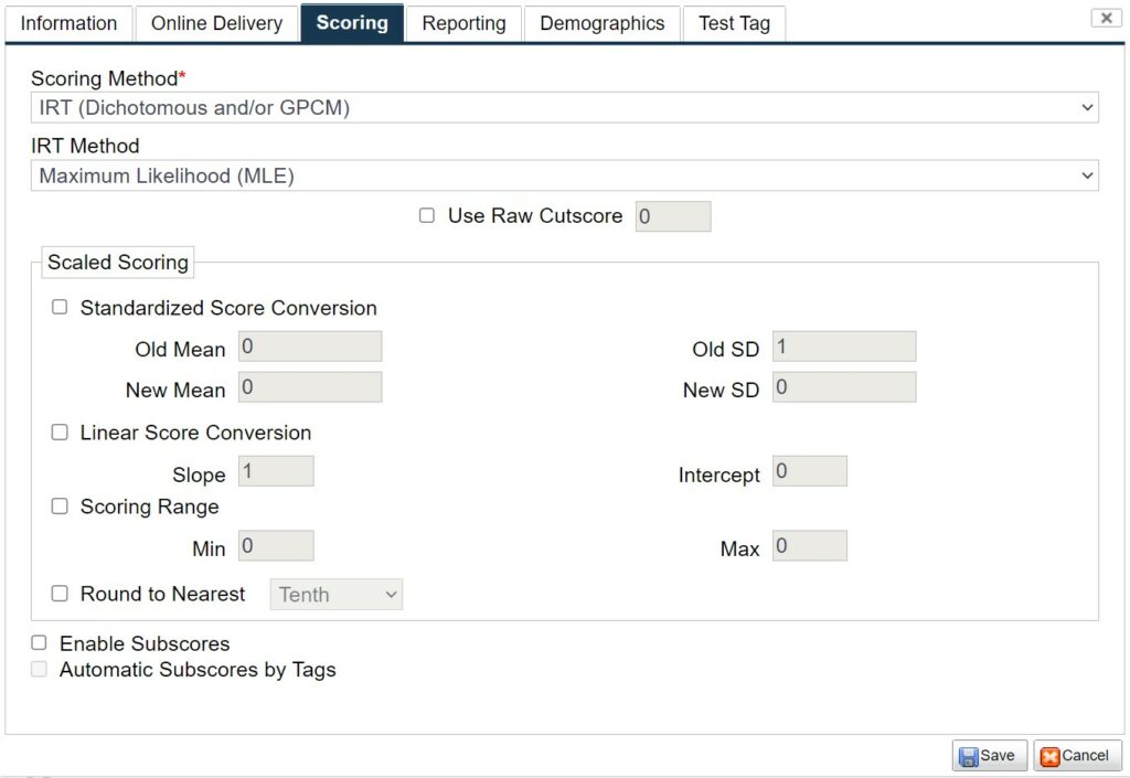 Figure 2.10 The Scoring Tab - Guide for All Users