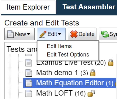 Figure 2.12 Editing Items