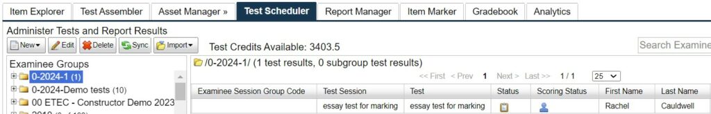 Figure 2.16 Examinee Summary
