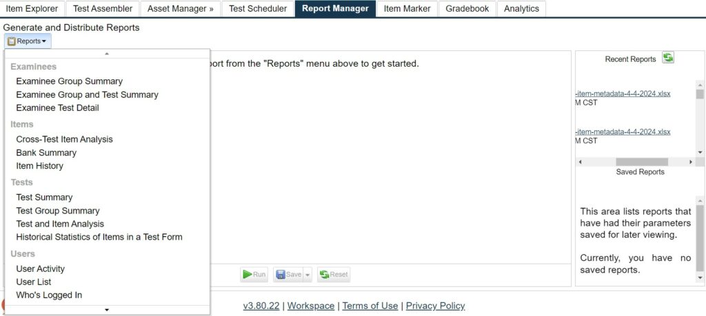 Figure 2.17 The Report Manager Tab - Guide for All Users