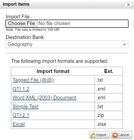Figure 2.3 Importing Items en Masse 2