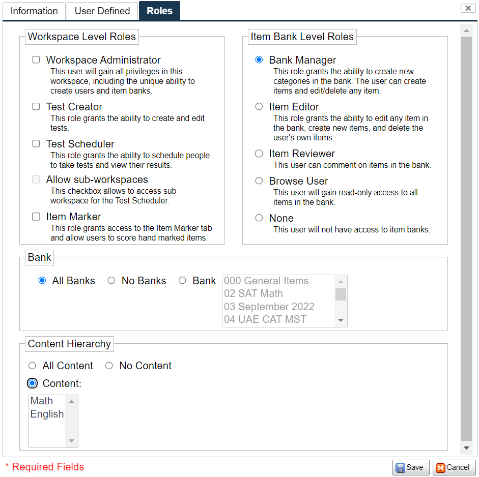 Figure 2.3 User Defined Roles