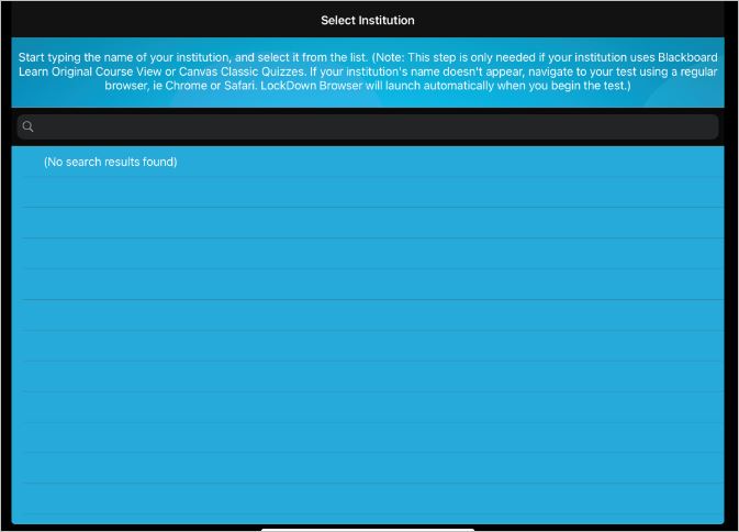 Select Institution while Installing Lockdown Browser on iPad 