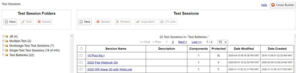 Test Sessions