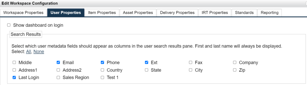 User Properties Tab - Guide for Administrators